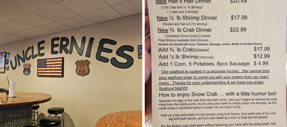 Uncle Ernie's Menu