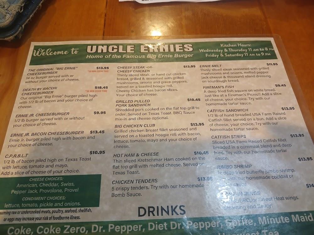 Uncle Ernie's Menu image 3
